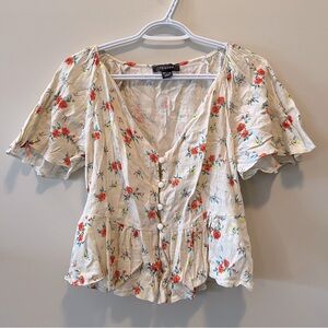 Primark Cream Floral Button Front Blouse